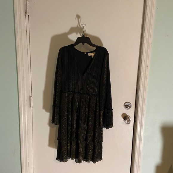 Michael Kors Black Shimmery Long Sleeve Dress - Picture 2 of 4